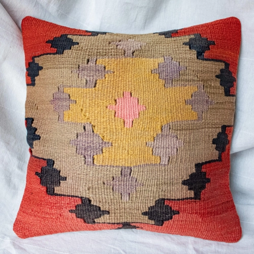 Pomarańczowa poszewka na poduszkę kilim