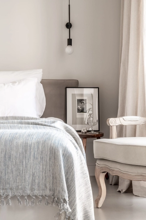 Deniz - blue cotton throw with fringes