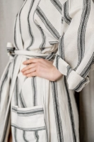 kimono szlafrok lniany bawełniany kremowy w czarne paski unisex