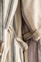 kimono szlafrok lniany bawełniany kremowy w czarne paski unisex
