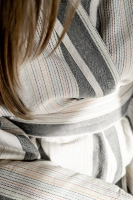 kimono szlafrok lniany bawełniany kremowy w kolorowe cienkie paski unisex