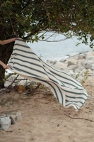 ręcznik na plażę w niebiesko-granatowe pasy