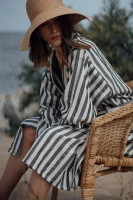 kimono szlafrok lniany bawełniany biało czarne paski unisex