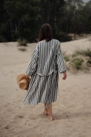 kimono szlafrok lniany bawełniany biało czarne paski unisex