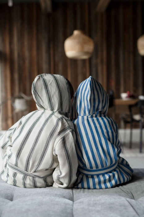 Papaz - linen and cotton children's bathrobe with a hoodie