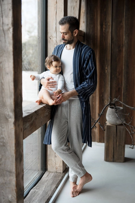 Semin - granatowy szlafrok unisex ala kimono