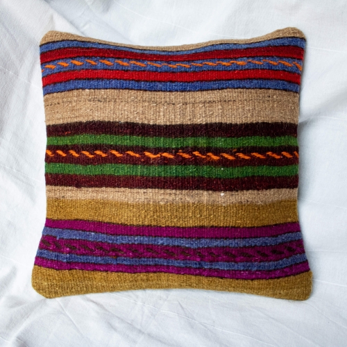 Wełniana poszewka na poduszkę kilim w paski